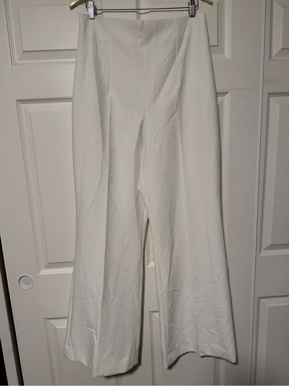 Zara White Ultra High Rise Wide Leg Legged Trousers Pants Luxury Tall